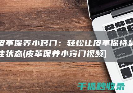 皮革保养小窍门：轻松让皮革保持最佳状态 (皮革保养小窍门视频)