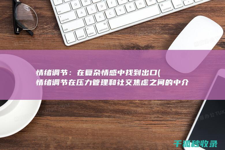 情绪调节：在复杂情感中找到出口 (情绪调节在压力管理和社交焦虑之间的中介作用本文)